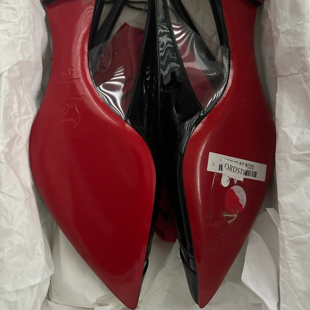 Christian Louboutin V DEC PVC Patent Slingback Flat Sandals Shoes